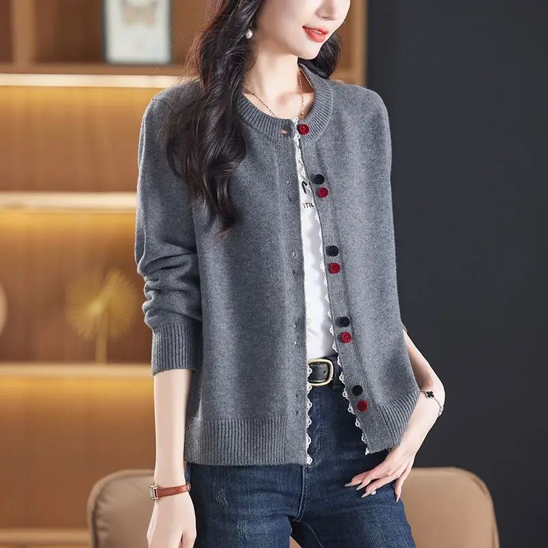 

Женский вязаный шерстяной круглый свитер Ne Верхняя одежда Мягкий эластичный длинный свеч Thiened Китайский бренд Outlet Sle Commute Fa...