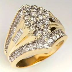 CAOSHI Luxuriant Eternity Women's Rings for Engagement Wedding Romantic Accessories Gold Color Anniversary Party Jewelry Gifts