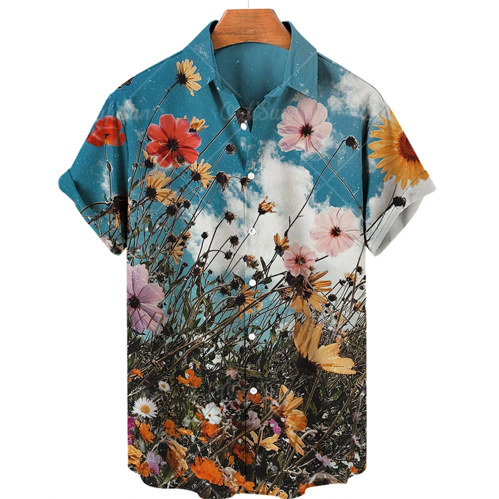 

Hawaiian Men's Shirt Plant Flower3d Print Casual Summer Beach Holiday Blouse Loose Vintage Oversized Shirts Men Clothing TOP 5xl