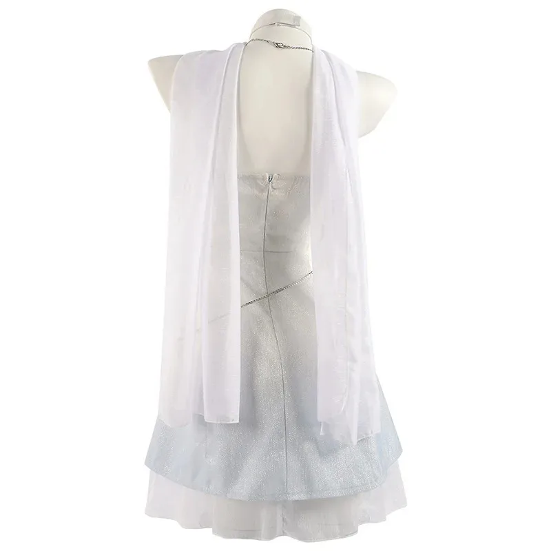 2025 yiyi لعبة الحب والفضاء العميق البطلة زين كزيفير رافاييل ملكة جمال هنتر تأثيري حلي شعر مستعار ثوب امرأة فستان أبيض مثير