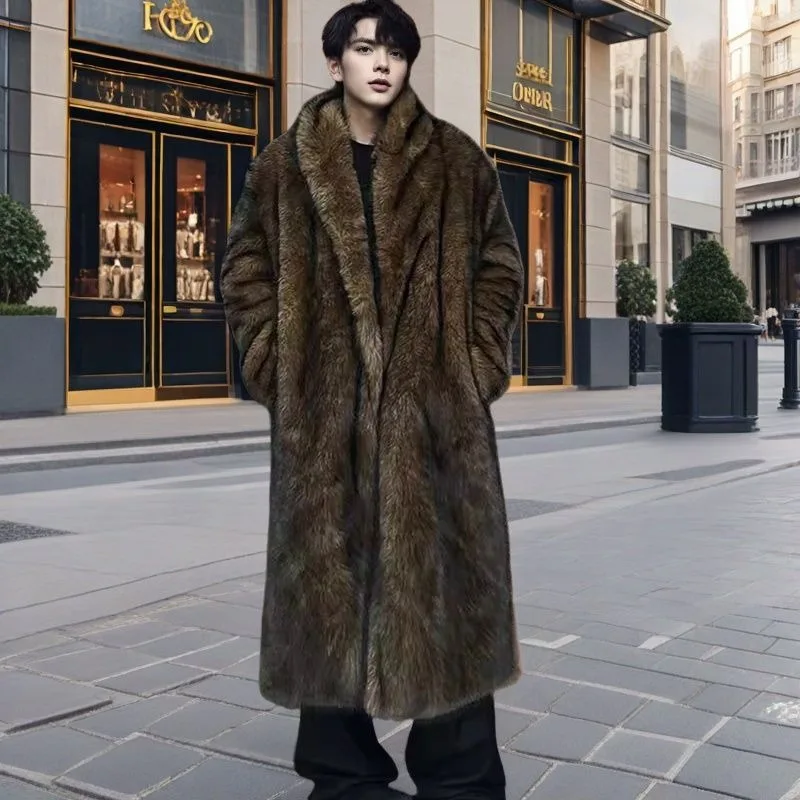 

Men Fur Coat Trench Coat New Faux Fox Fur Fake Fur Long Coat Winter Windproof Warm Plus Size Men Jacket Mens Coats Comfort