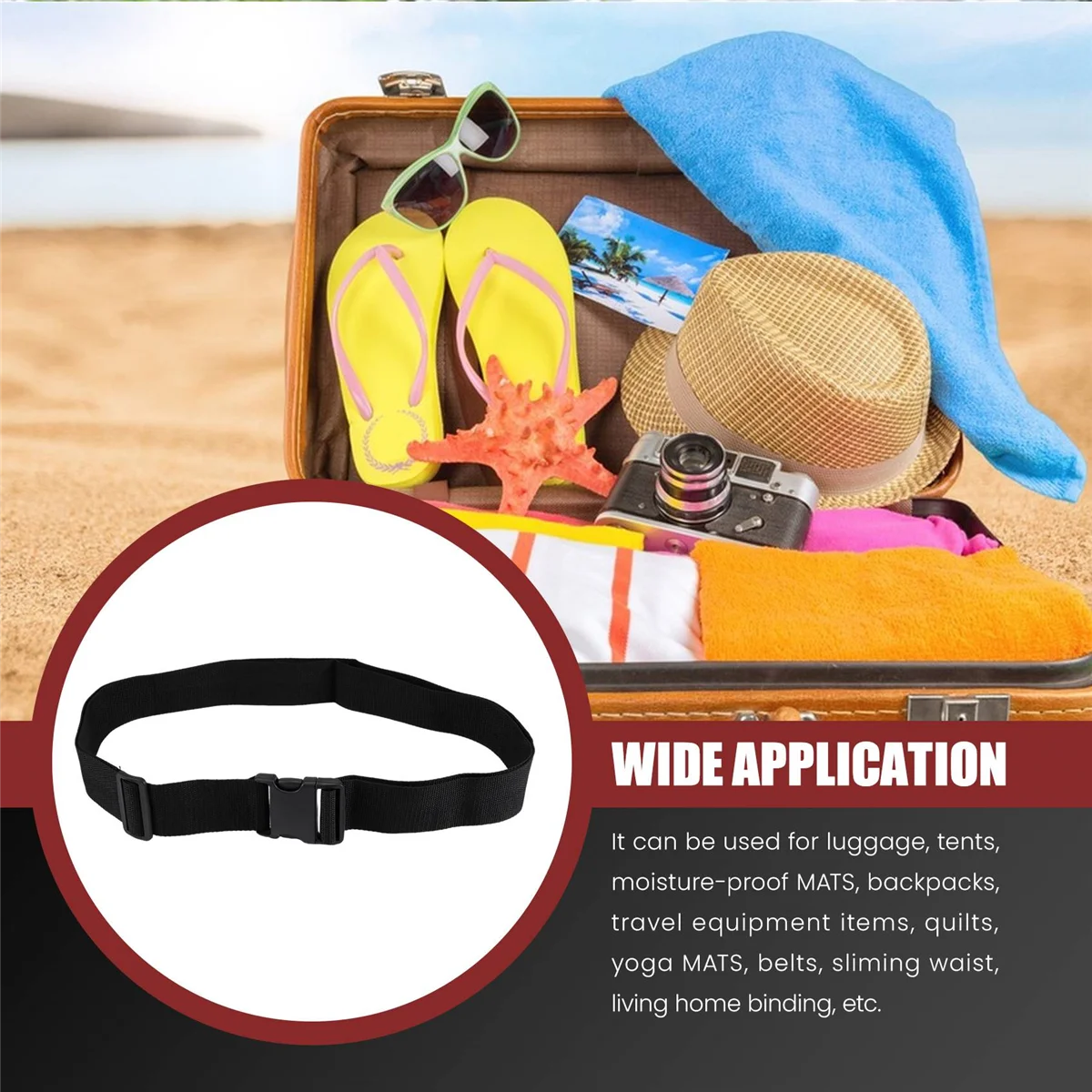 FZFZ 荷物ベルト ストラップ ベルト コード ロープ ブラック スーツケース トラベルバッグ用 2M