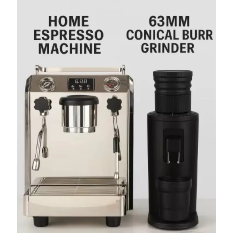 Espresso Machine with 4-Hole 360° Rotatable Steam Wand, Equipped with Dual Pressure Gauges | Vibration Pump + OPV Valve System