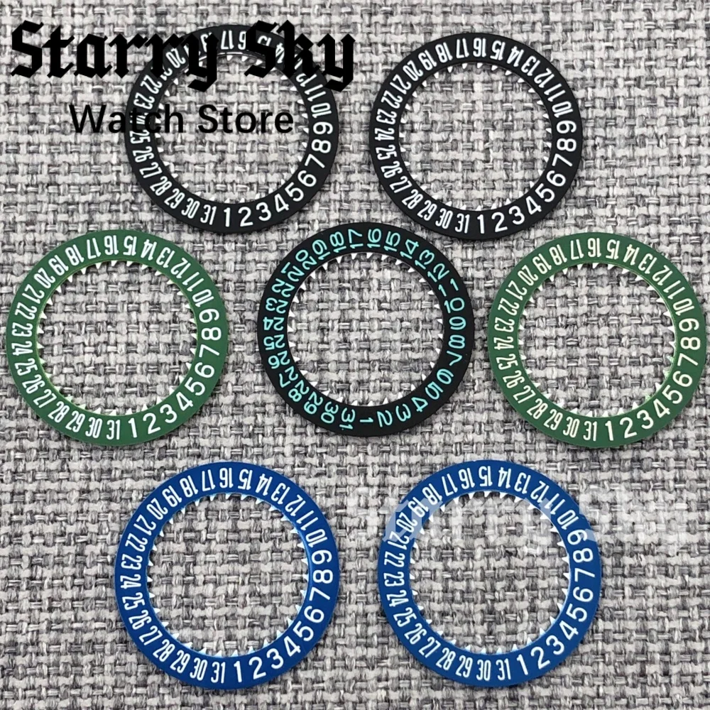 Starry Sky White/Blue Date Wheel Blue/Green/Black Watch Calendar Disc With Green/Blue Luminous Fit NH35 Movement Watch Accessory