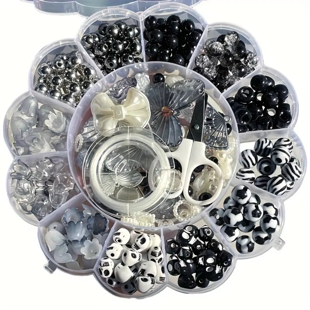 13 Gitter mit 0,6-2,6 Zentimeter großen, farblich gemischten Acrylperlen, DIY-Herstellung von Armbändern, Halsketten, Ringen usw. – Detail 1