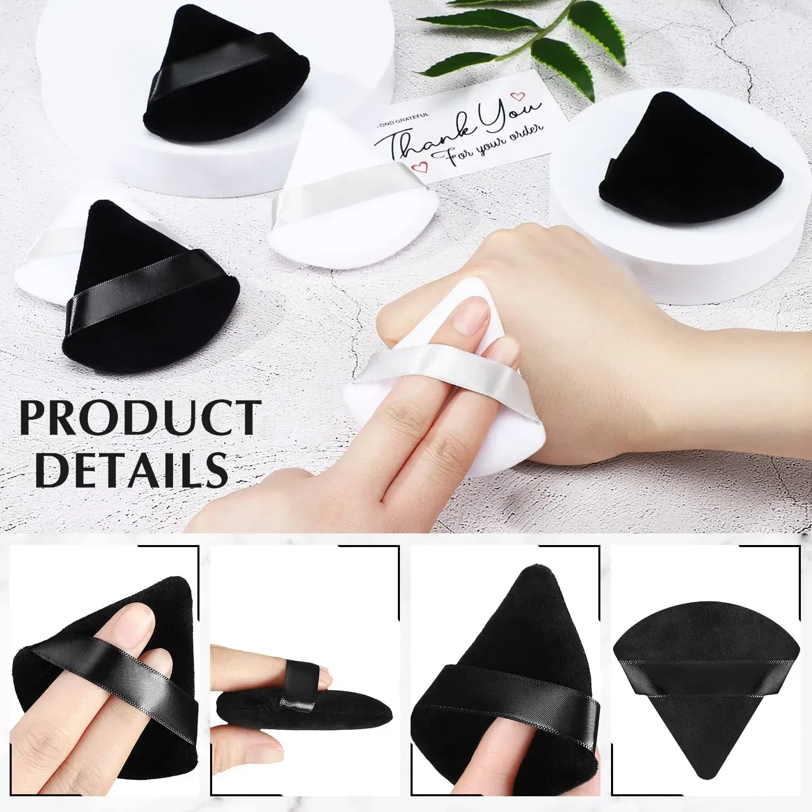 20pcs Triangle Velvet Powder Puff Pizza Flours Mini Face Makeup Sponge Cosmetics Washable Lightweight Makeup Tools