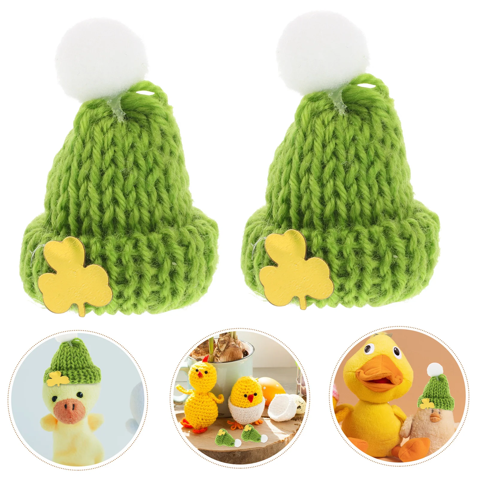 

20 Pcs Mini Duck Hat Irish Theme Party Santa Hats for Crafts Small Top Little Knit Yarn Cap Print Tiny Man