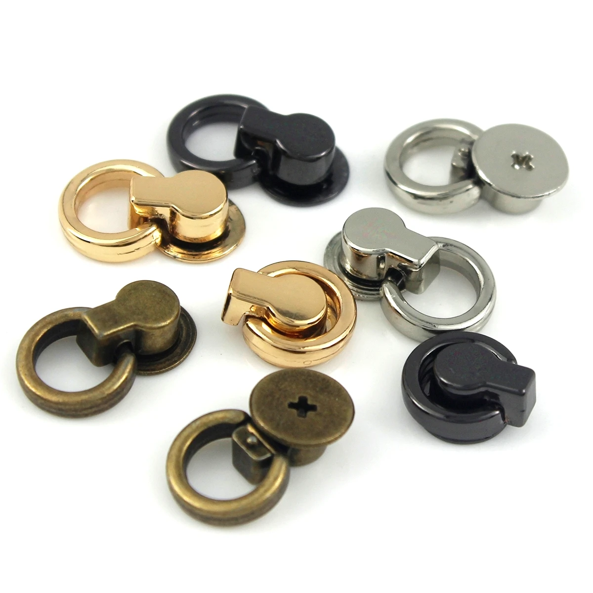 10pcs Alloy Bag Side Edge Anchor Gusset Hanger Clamps Hardware with O Rings for Leather Craft Purse Bag Phone Case Accessories
