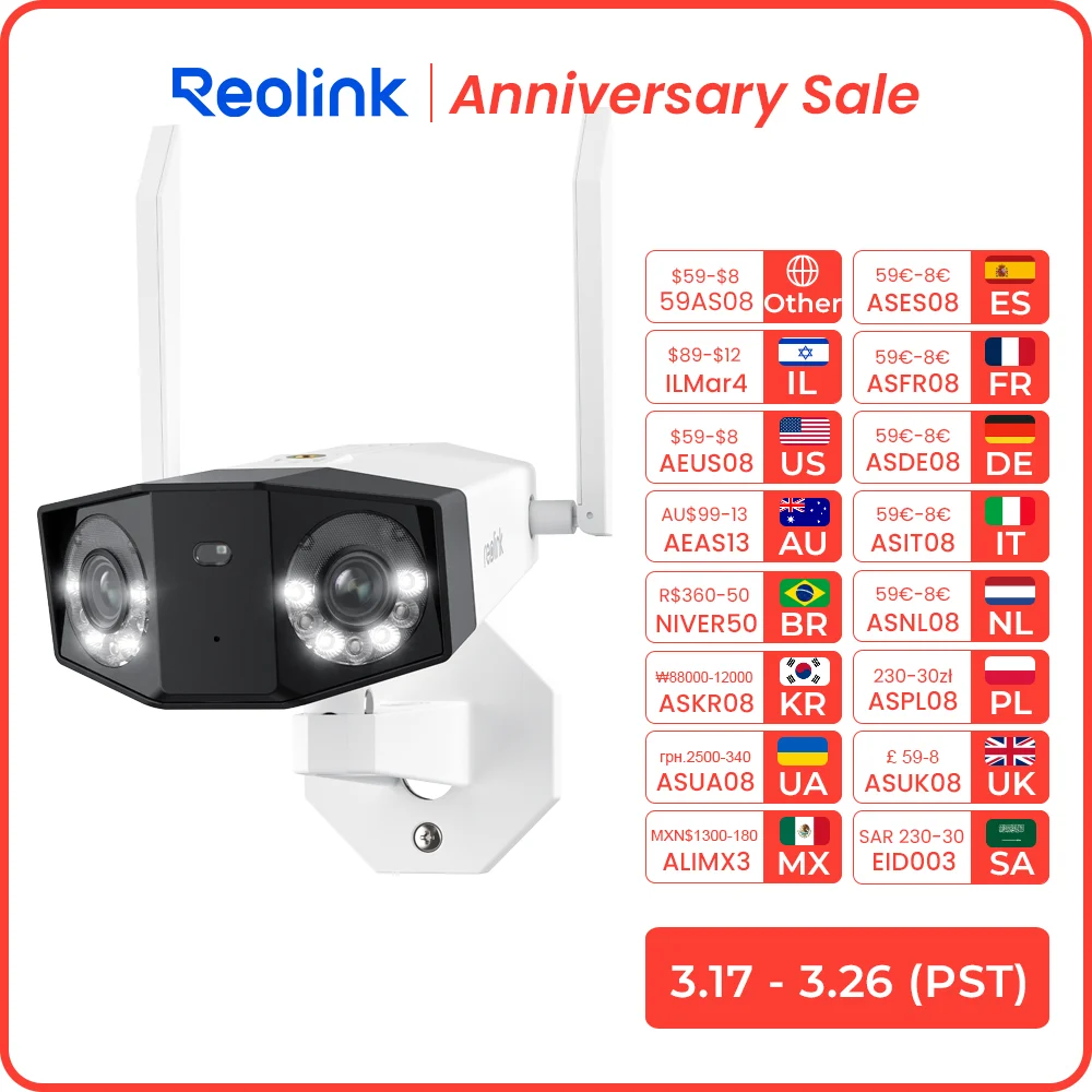 Reolink Duo 2 WiFi Camera 4K Dual Lens Outdoor Security Camera CCTV 8MP IP Cam Smart Detection Home Video Security Protection