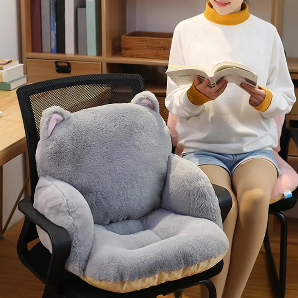 Seat Cushion High Resilience Seat Cushion Cute Plush Chair Cushion with Backrest Non-slip Floor Seat Pad Comfy Tatami for Office
