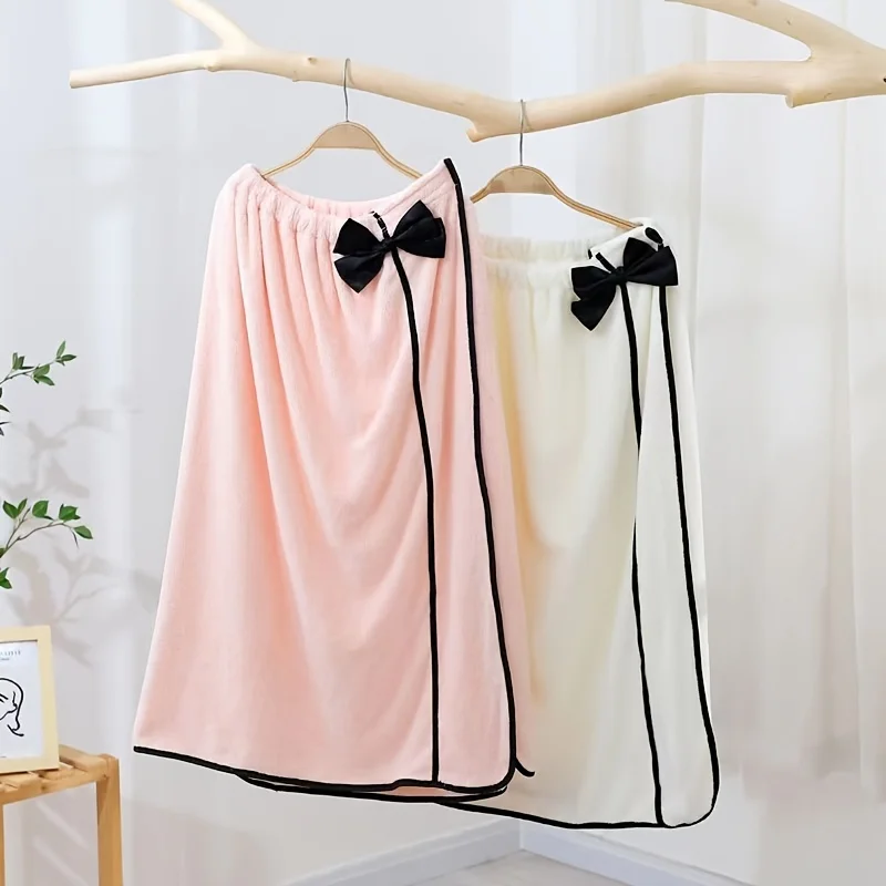 Women's Coral Fleece Bathrobe & Tube Top Hood Set Super Soft Absorbent Microfiber Anti-Shedding Bath Wrap for Spa Home