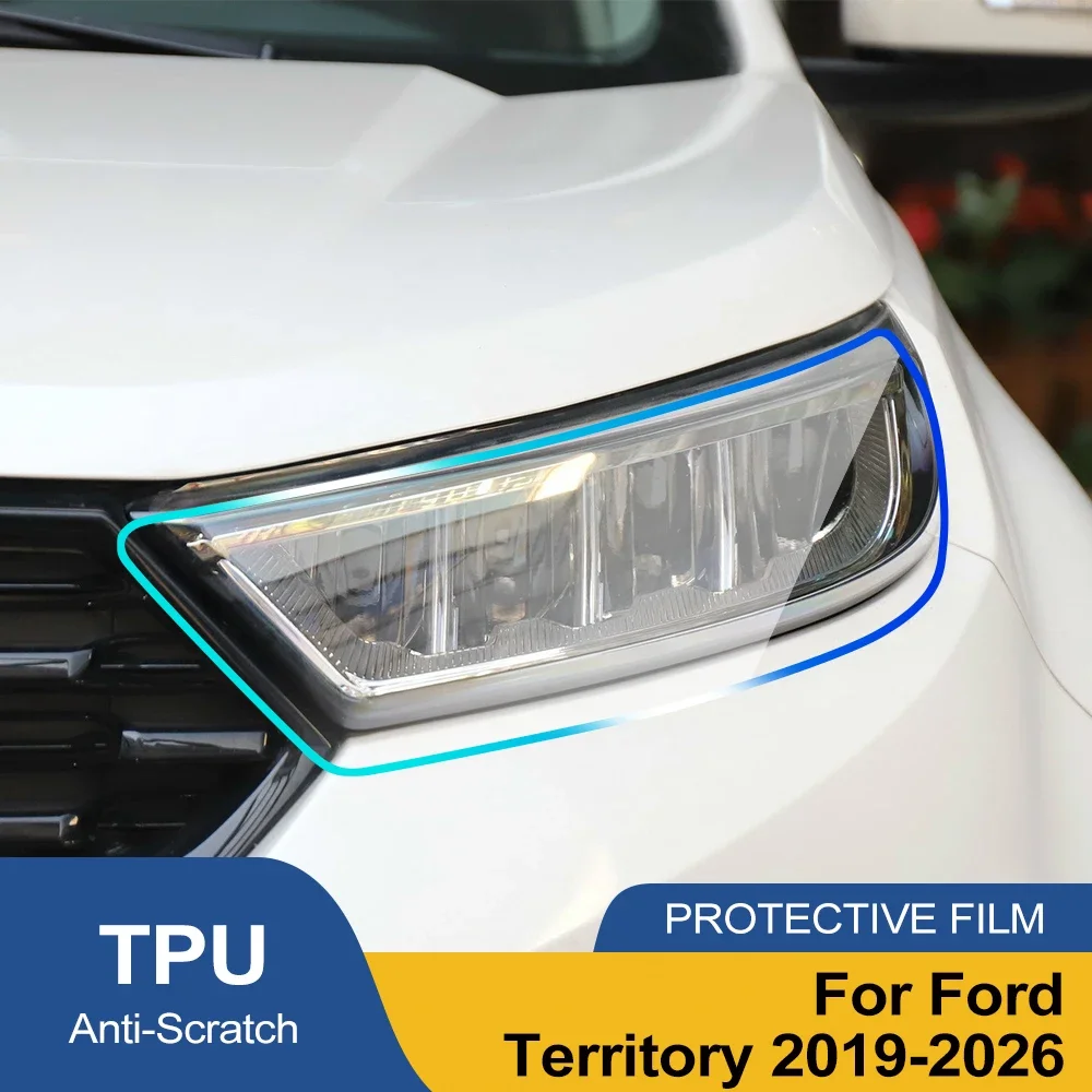TPU High-Gloss Car Headlight Protective Film For Ford Territory Equator Sport Smoke Black Pre Cut PPF Anti-Scratch Vinyl Wrap