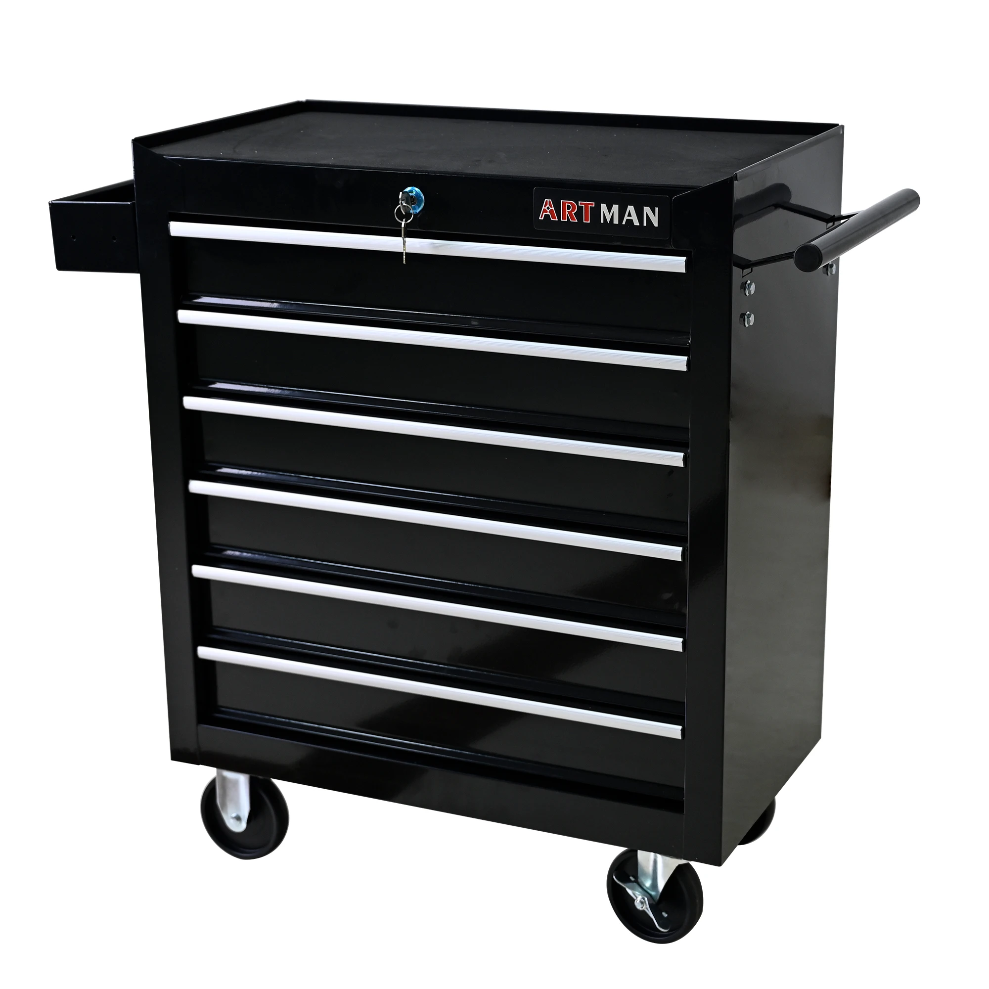 

6 DRAWERS MULTIFUNCTIONAL TOOL CART WITH WHEELS-BLACK