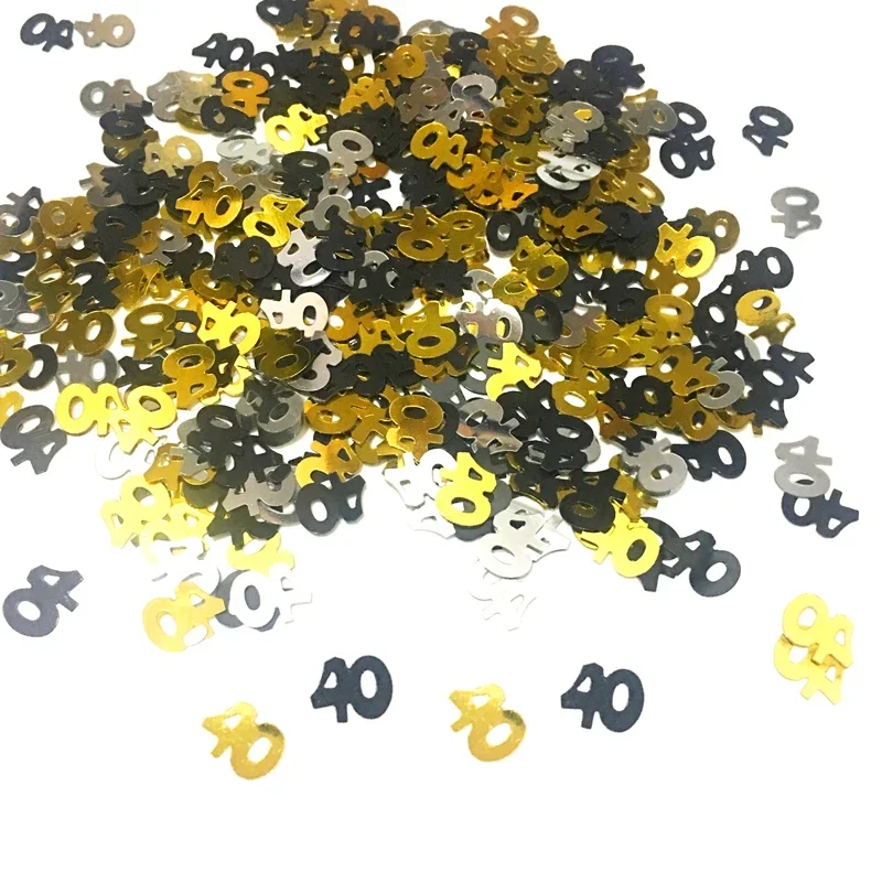 30g Number 30 40 50 60 Black Gold Confetti 30th 40th 50th 60th Happy Birthday Party Anniversary Table Decoration 2 Packs