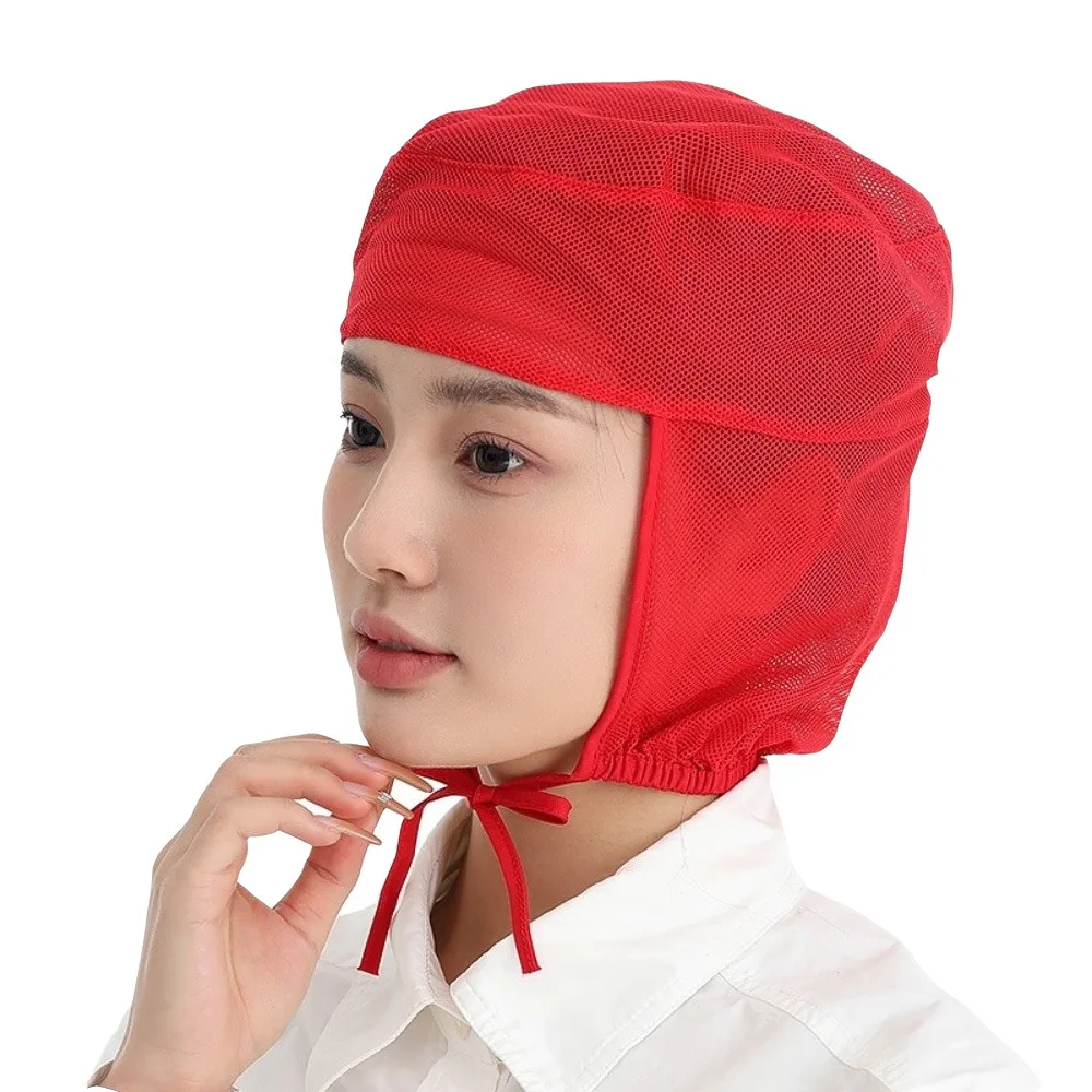 Comfortable Breathable Mesh Mesh Work Cap Adjustable Fit Elastic Back Food Service Cap Wide Brim Chef Work Hat Bakery Work