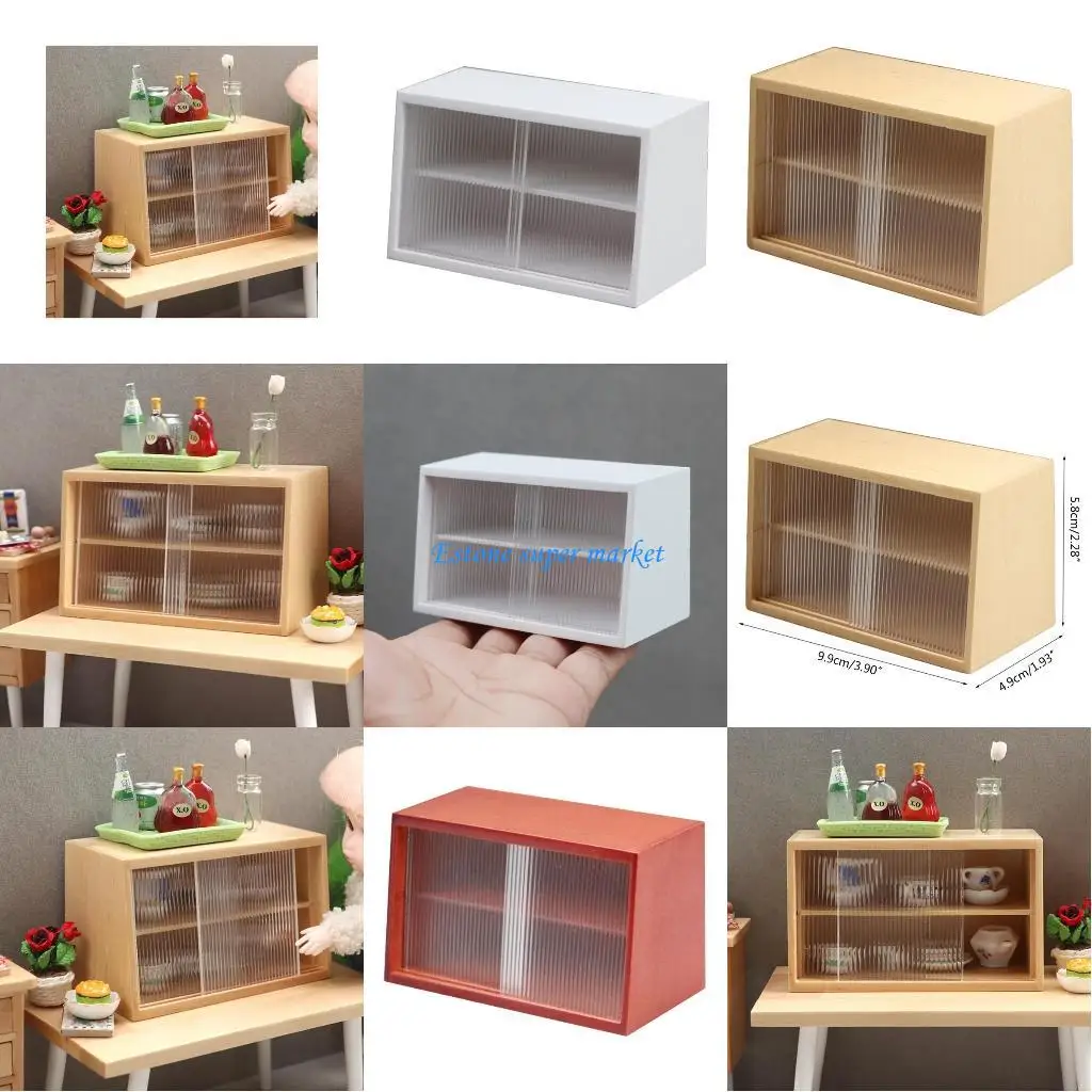 

090B Model Dishes Cupboard Natural Cabinet Figurine for Kids 1/6 Joint for Doll Accs Dollhouse Kitchen Decoration Adult