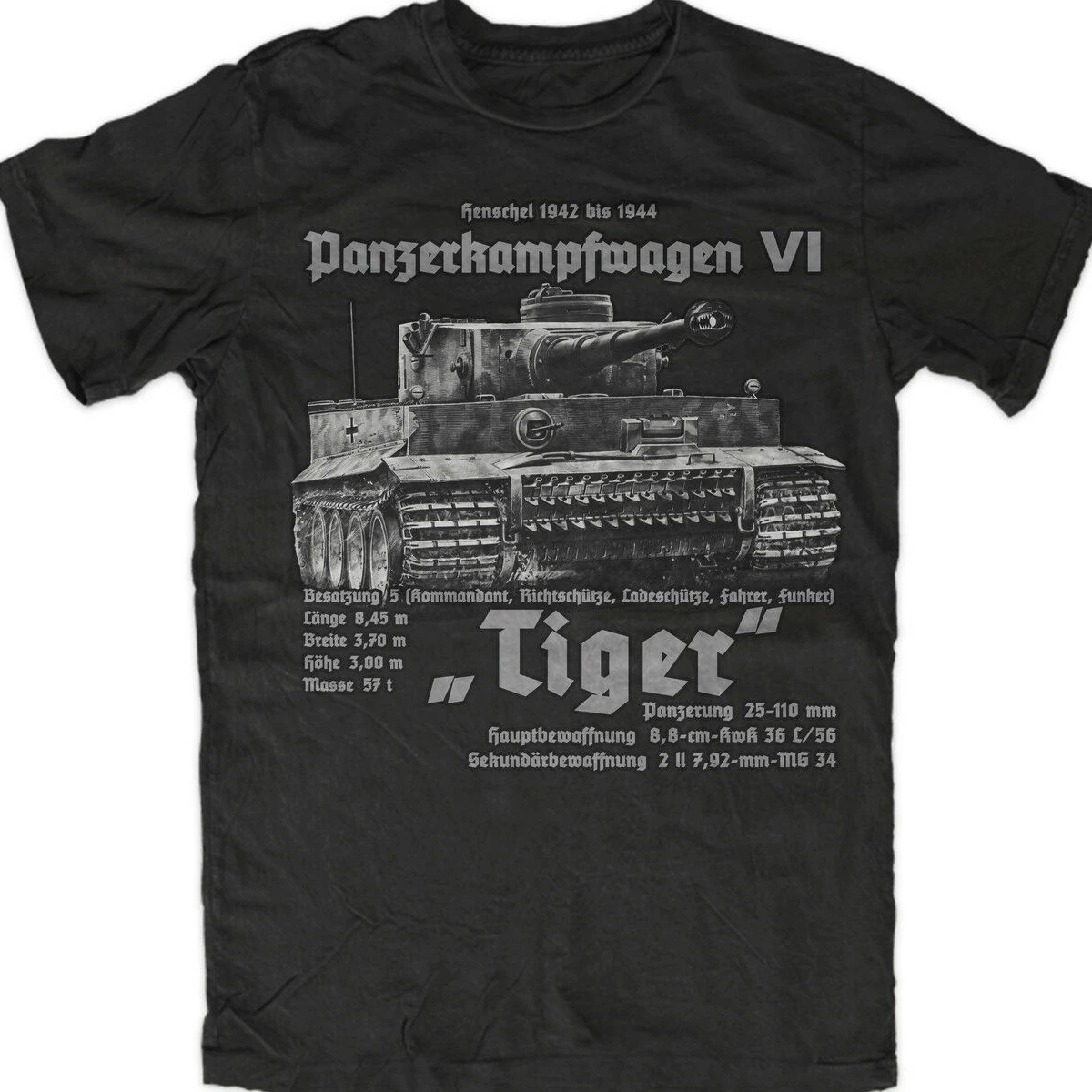 WW2 Wehrmacht Tank Force King Tiger Tank t-shirt. Maglietta da uomo con scollo a o manica corta in cotone estivo novità S-3XL