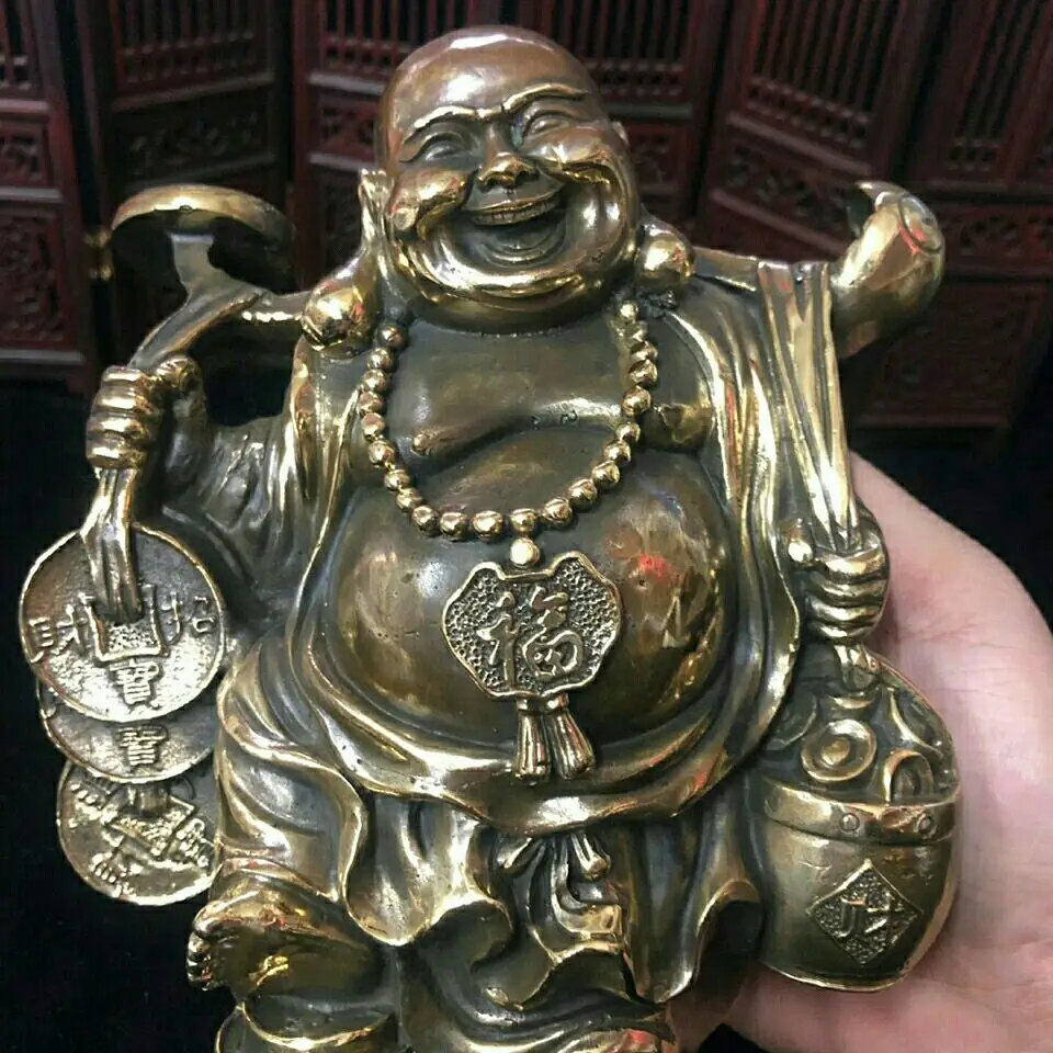 Picking up the ingot maitreya buddha monk Statue Sculpture Figurines Home Garden Decoration Statues For House ﻿