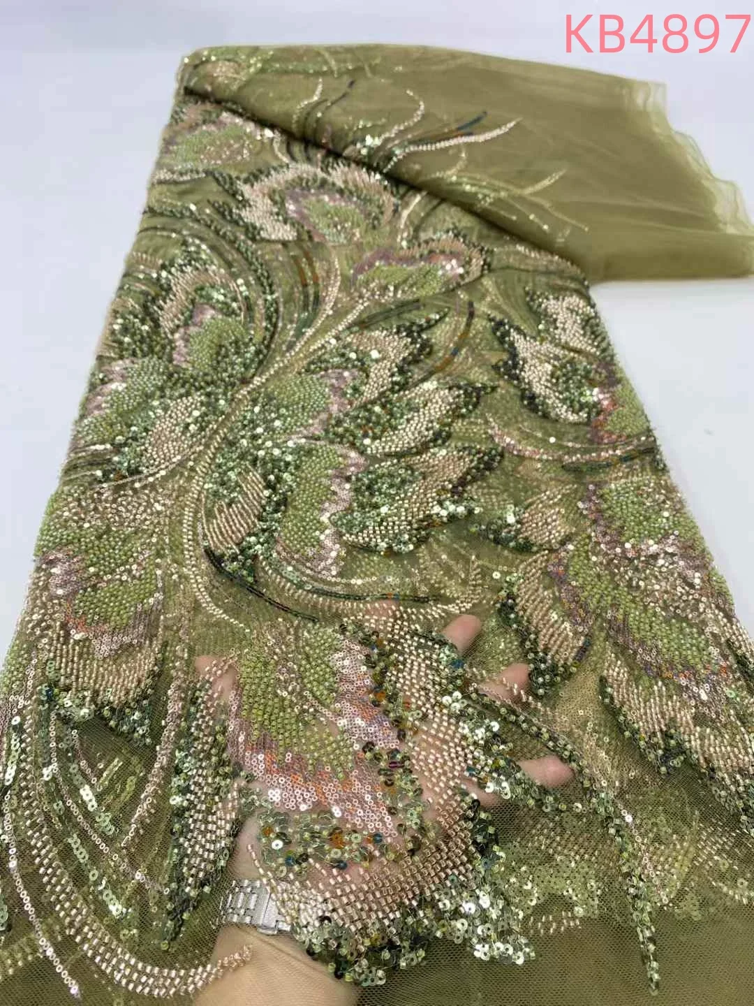 Lantejoulas rendas nigerianas tecido 5 metros net tecido de renda africano 2024 tecido de renda de alta qualidade para costurar roupas kb4897