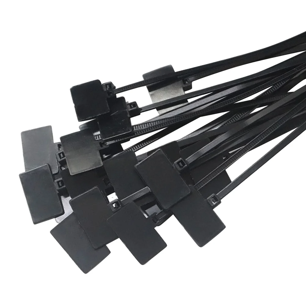 

250Pcs Label Cable Ties Heavy Duty Self-Locking Nylon Zip Ties for Wire Management with Marking Tags 4x150 Black