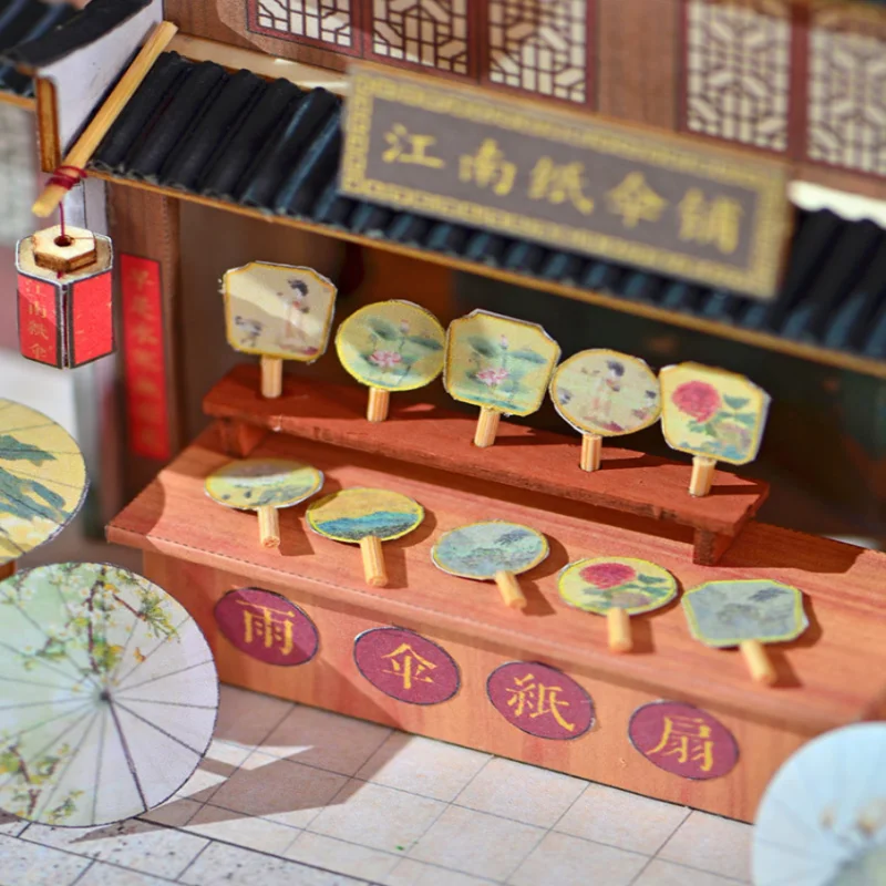 ร้านร่มจีน OUZEY ชุดประกอบเอง, โมเดลริเวอร์ไซด์ไม้ 3 มิติ, ของขวัญวัฒนธรรมวินเทจสำหรับวัยรุ่น
