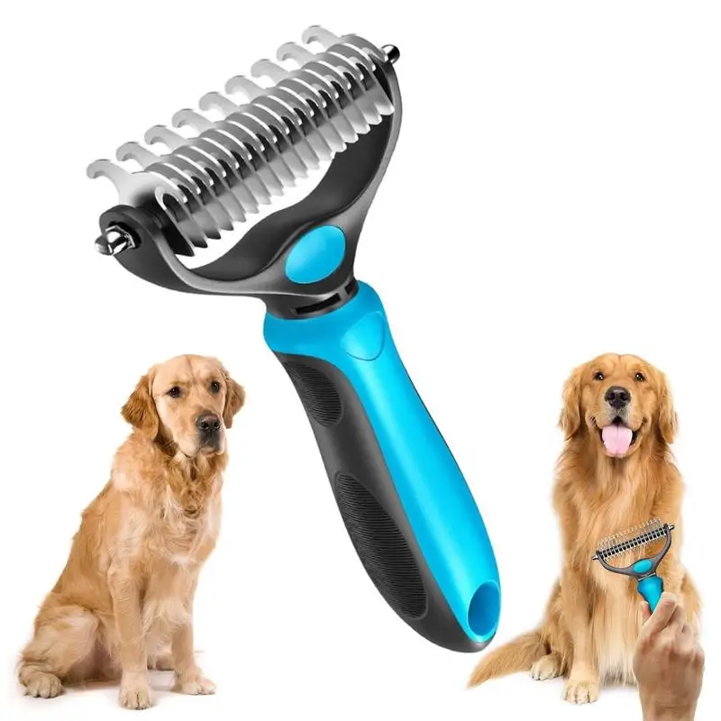 

2in1 Stainless Pet Deshedding Brush Dog Hair Remover Pet Fur Knot Cutter Puppy Cat Comb Brushes Dogs Grooming Shedding Supplies