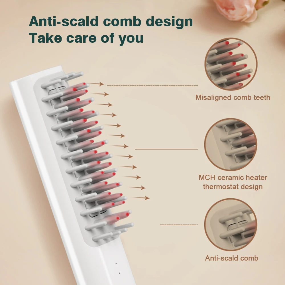 المحمولة اللاسلكية تسخين الشعر مشط 2 في 1 USB لاسلكي جهاز فرد شعر صغير و بكرة الشعر متموج-تصفيف الشعر صالون تصفيف أداة