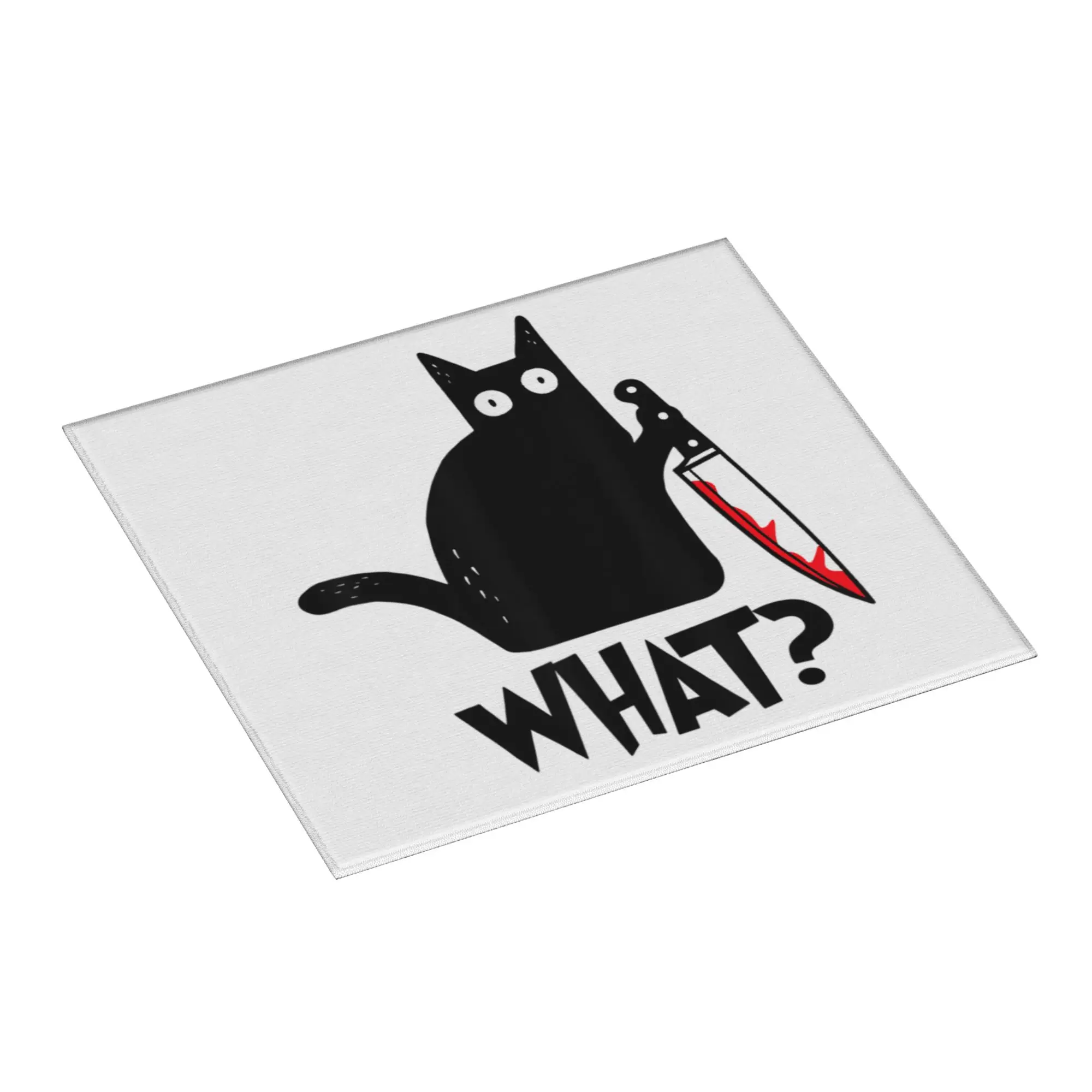 Cat What Black Cat Murderous Cat With Knife Drying Mat For Kitchen Waterproof Non‑Slip Oil Proof Countertop Protector Mat