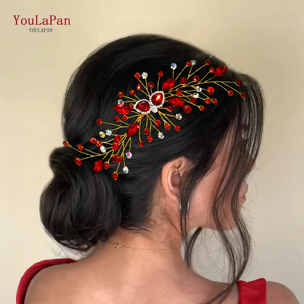 YouLaPan Splendido strass pettine per capelli spose copricapo gioielli per capelli fatti a mano donne banchetto pettine laterale copricapo ornamento HP847