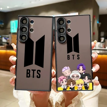 B-BT21 B-BTS 만화 귀여운 반투명 휴대폰 케이스, 삼성 갤럭시 S24 S23 S22 S21 S20 S10 S9 S8 울트라 플러스 FE 5G 