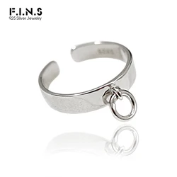 F.I.N.S Chic INS Korean Style Woman 925 Sterling Silver Rings for Women Small Circle Pendant Glossy Open Ring Fine Jewelry