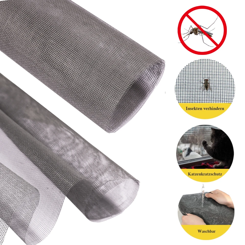 Large Window Screen Adjustable Fiberglass Screen Door Mesh DIY Pet-Proof Mosquito/Insect Resistant Screen for Patio Porch Garden