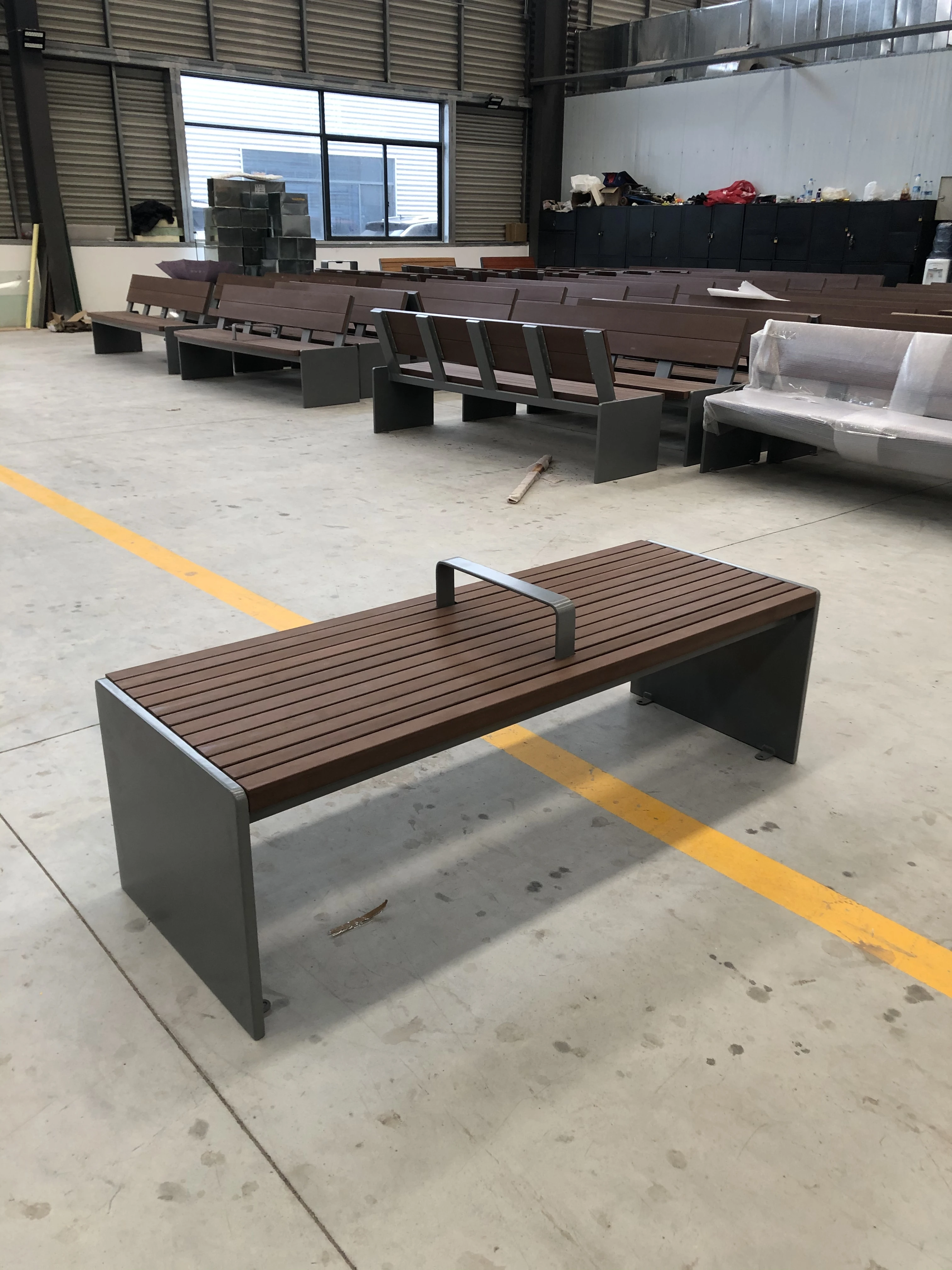 Heavy Duty Teak Wood Park Bench, 2-Seater Classic Rustic Outdoor Seating For Public Spaces For High-end Outdoor Garden Projects.