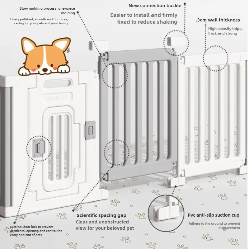 Gray and white color dog fence, foldable pet guardrail combination, small and medium-sized dog cage, indoor isolation fence
