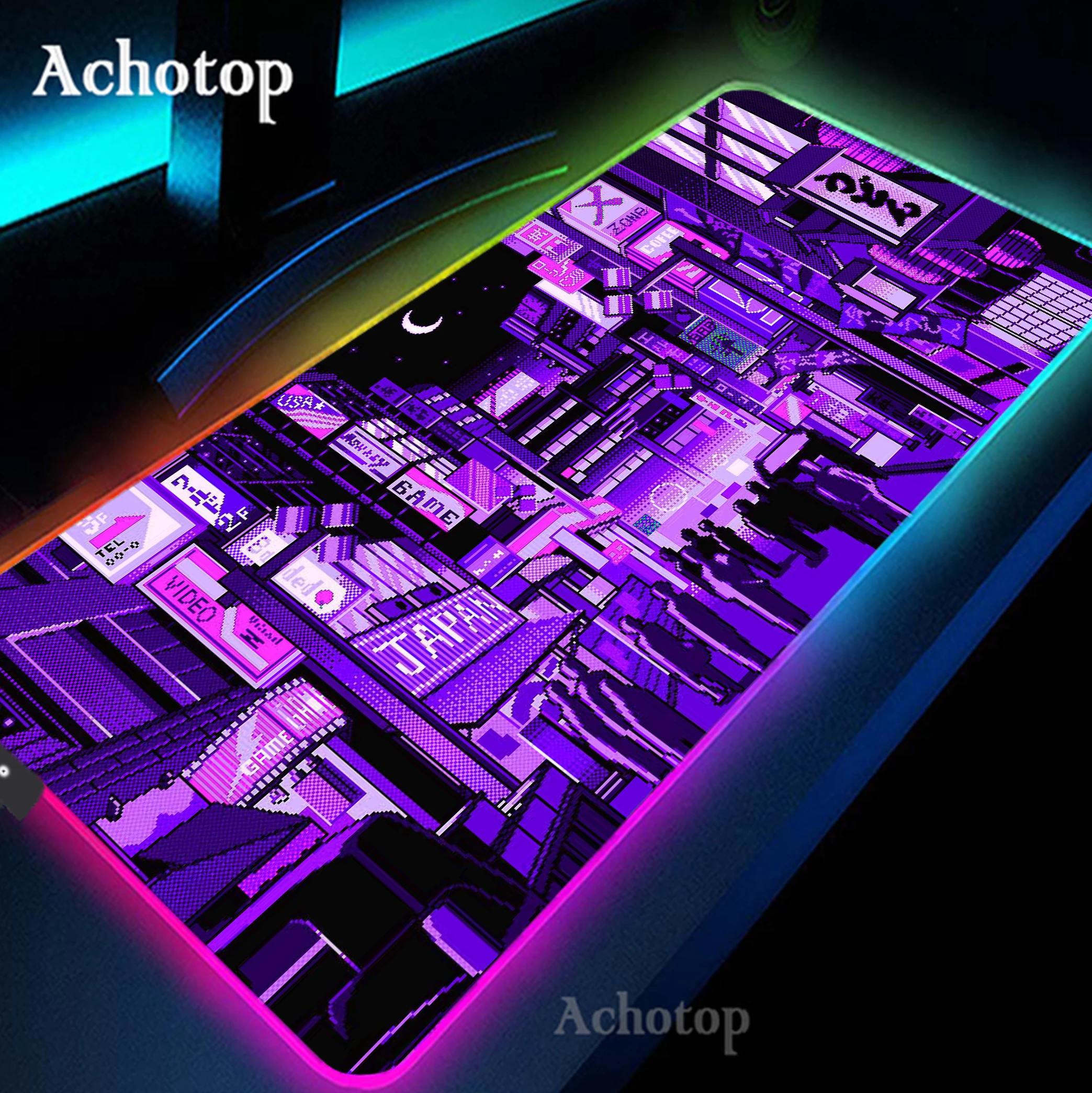 

Mouse Pad Game Glowing USB LED Print Mat City Street Mousepad Gaming Table Carpet Gamer Computer Desk Mat Rubber Mouse Mat