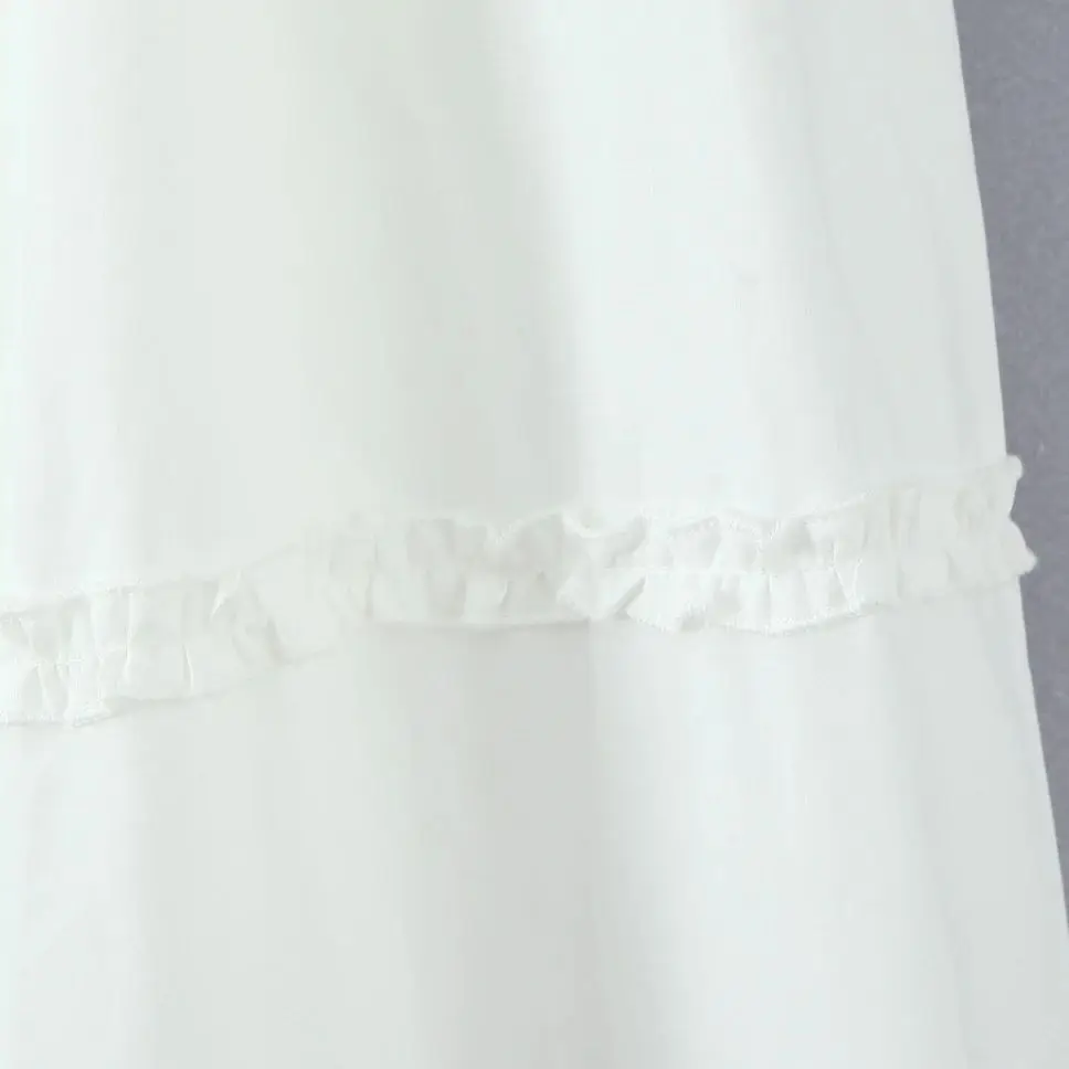 Novo 2025 botões de férias cintura baixa midi saia longa feminina emendado orelhas de madeira balanço saias forradas boho amarelo branco