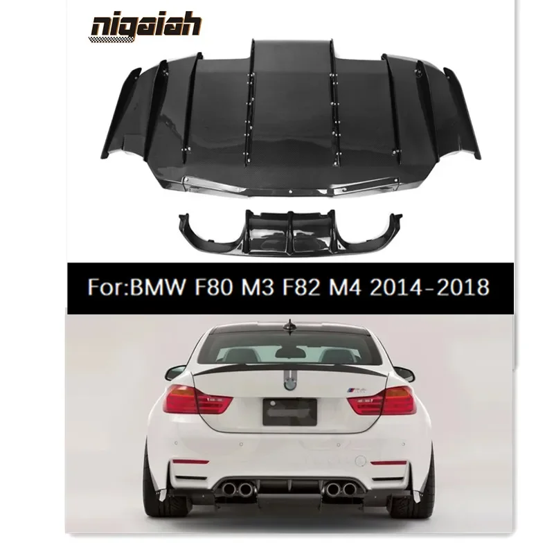 

2pcs VS Style Carbon Fiber Rear Lip Diffuser For BMW M3 M4 Series F80 F82 Sedan PSM Style Car Rear Diffuser 2014 2015 2016 +