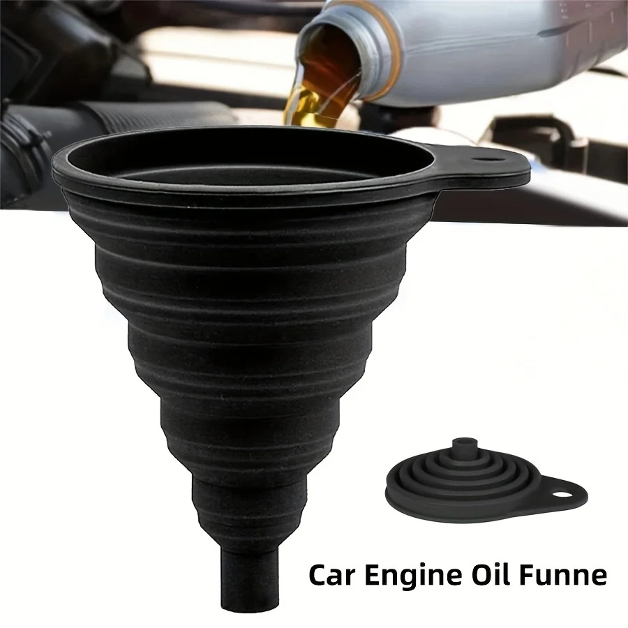 Car Gasoline Dispensing Funnel Portable Folding Mini Retractable Funnel Silicone Funnel