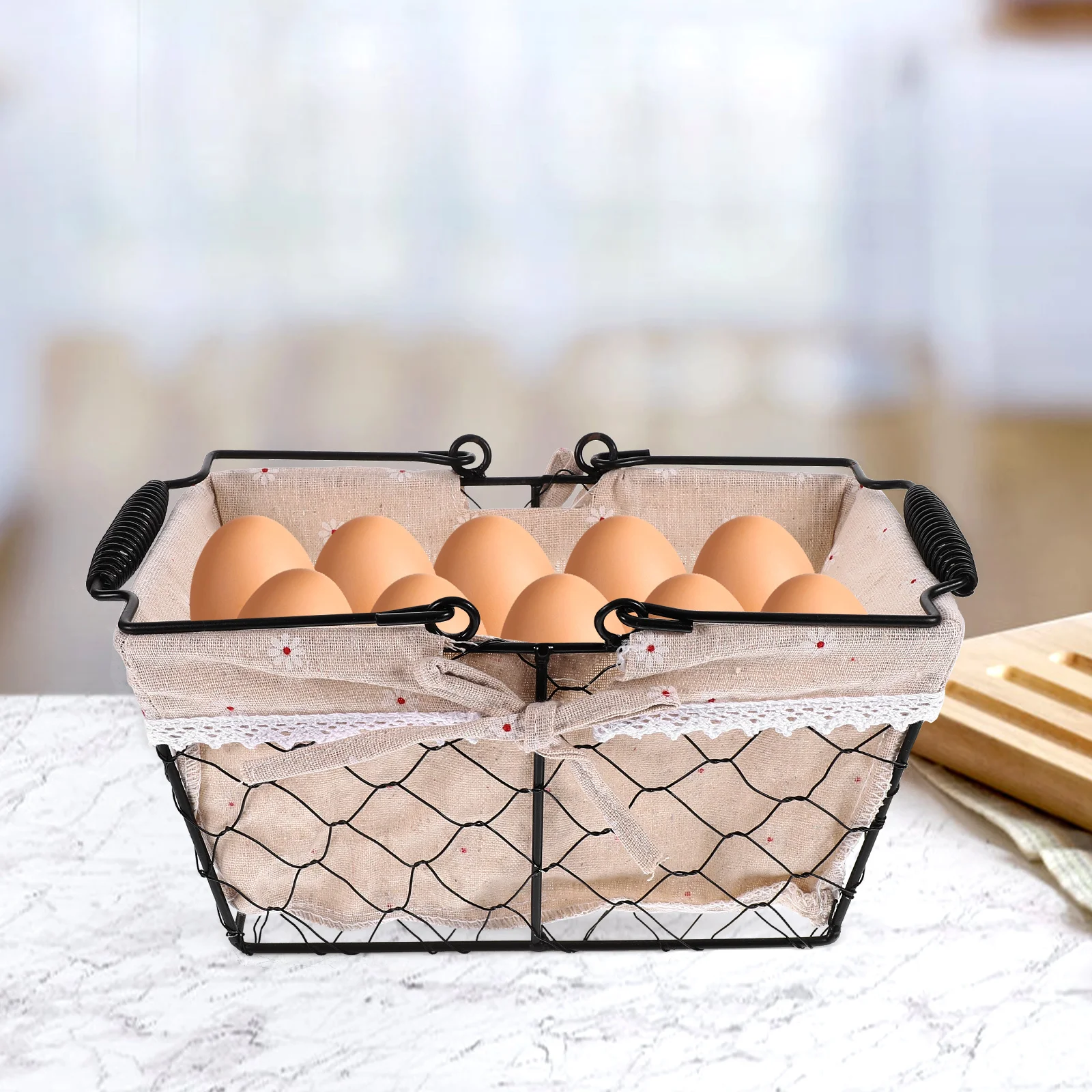 

Snack Storage Basket Iron Wire Breathable Multi-Function Fruit Egg Holder Kitchen Countertop Organizer Hollow Garlic