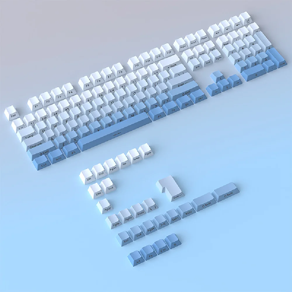 Superb Sky Blue Gradient Side-printed Luminous Keyboard Accessories Keycaps 134-Key Small Full Set OEM Height PBT Material Two-C