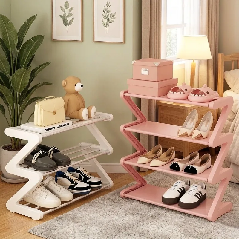 4-Tier Z-Shaped Shoe Rack, Floor Standing Shoe Storage Organizer for Entryway, Living Room & Bedroom