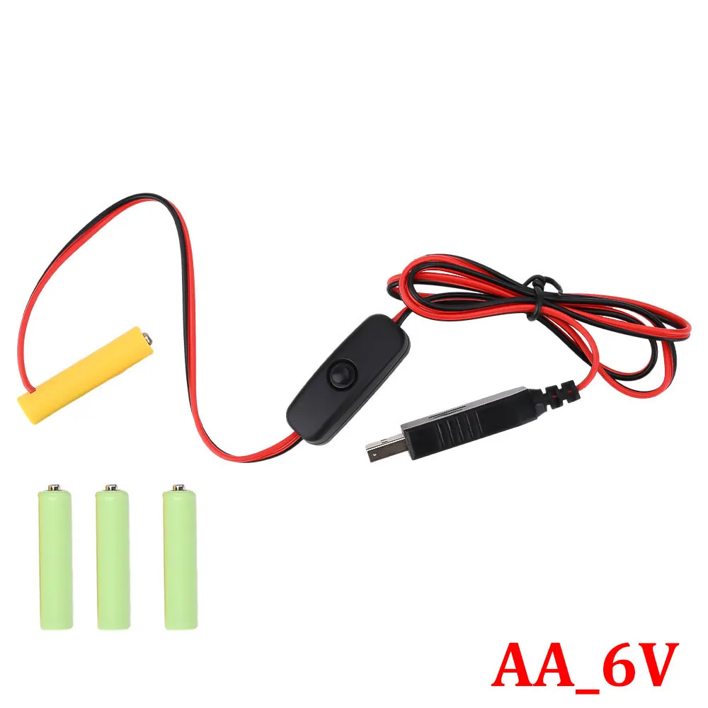 Universele 3/4.5/6V AA AAA Batterij USB Voeding Vervangen AA/AAA Batterij Vervanging kabel voor Klok Speelgoed Licht LED Met Schakelaar