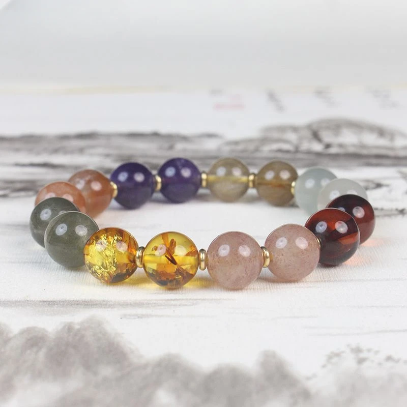 UMQ Original Multi-Fortune Multi-Treasure Ball Bracelet Pure Natural Crystal Amber Crystal Fortune Dopamine Couple Bracelet