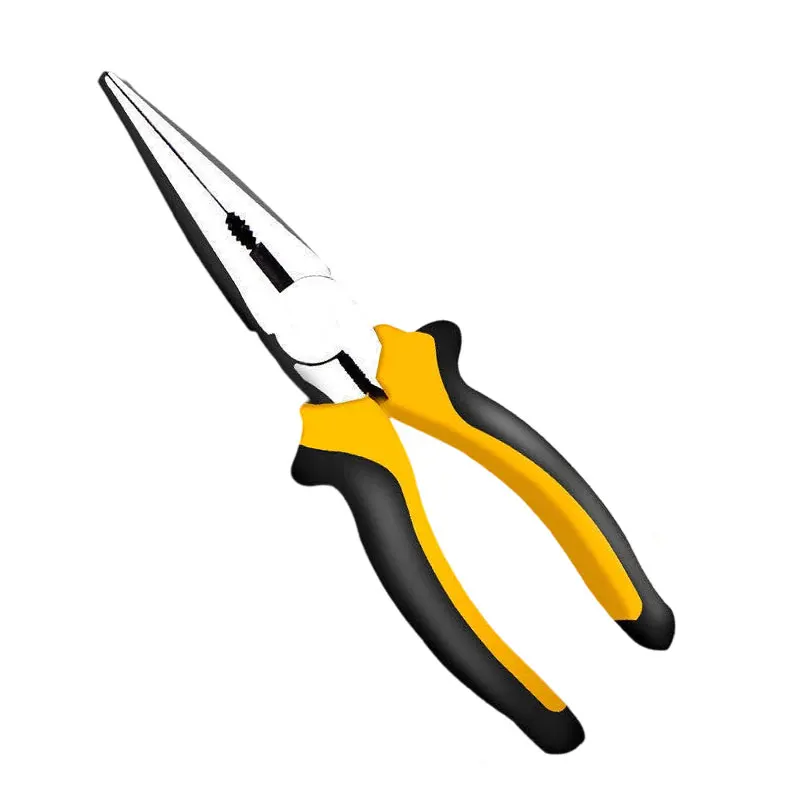 1 Uds. Alicates de punta puntiaguda para el hogar, alicates de punta puntiaguda con mango de doble color, alicates con mango de abrazadera que se confen a la mecánica ergonómica