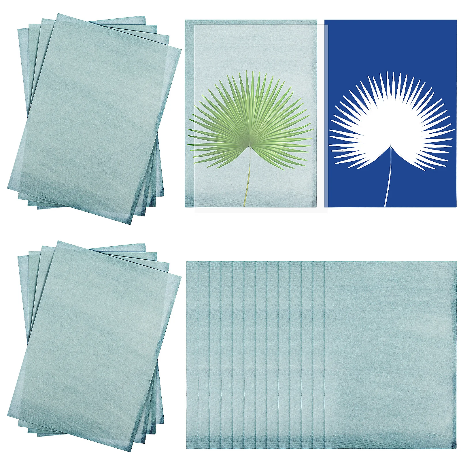 

32pcs Solar Cyanotype Printing Paper Sun Activated Light Paper For Diy Sun Art Projects Kit With Transparency Sheet