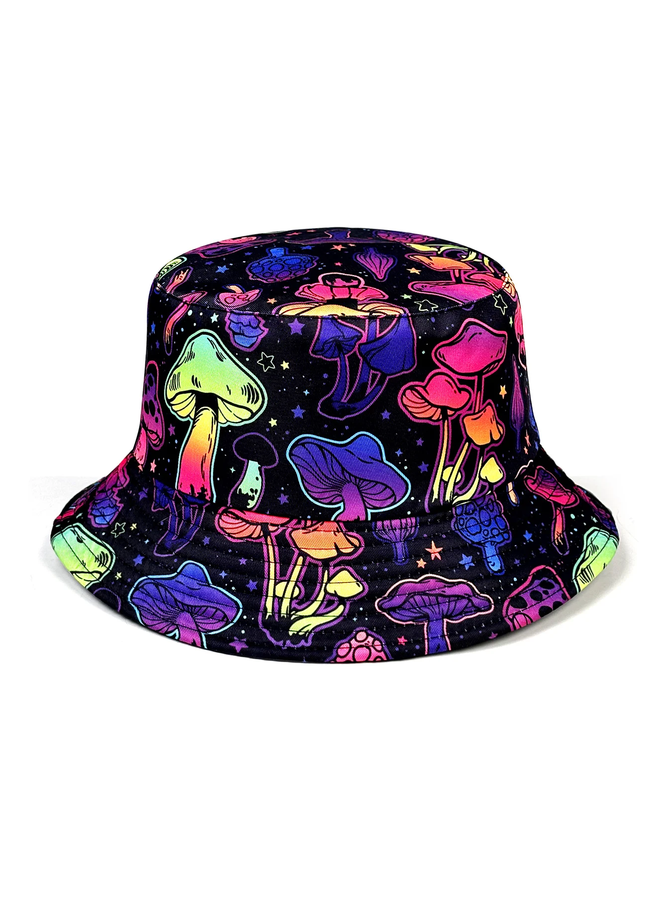 Dreamy Colorful Mushroom Bucket Hat, Reversible Sun Hat, Foldable Stylish Bucket Hat, All-Season Bucket Hat, Suitable for Outdoor Activities and Beach Adventures