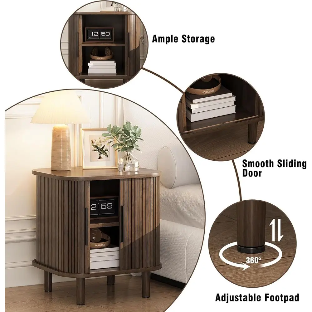 منضدة حديثة من منتصف القرن مع باب منزلق وتخزين لغرفة النوم وغرفة المعيشة #3