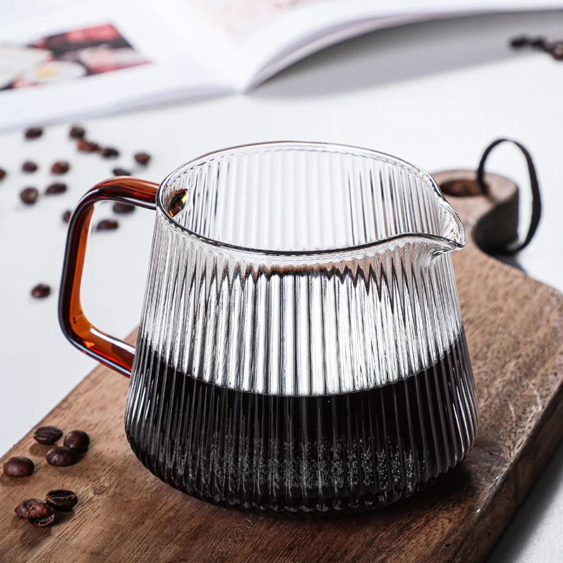 Pour Over Coffee Server 350ml 500ml Vertical Stripes Glass Coffee Pot Heat Resistant Drip Coffee Share Pot Barista Kettle