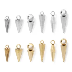 10 PCs 304 Stainless Steel Cone Charms Pendants Retro Bullet Spike Beads for Women Man Hoop Earring Necklace Jewelry Making