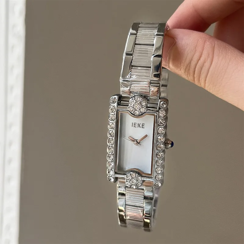 Luxury Women's Watch 2025 New Simple Square Full Diamond Digital Quartz Watche Gold Stainless Steel Bracelet Women's Dress Clock